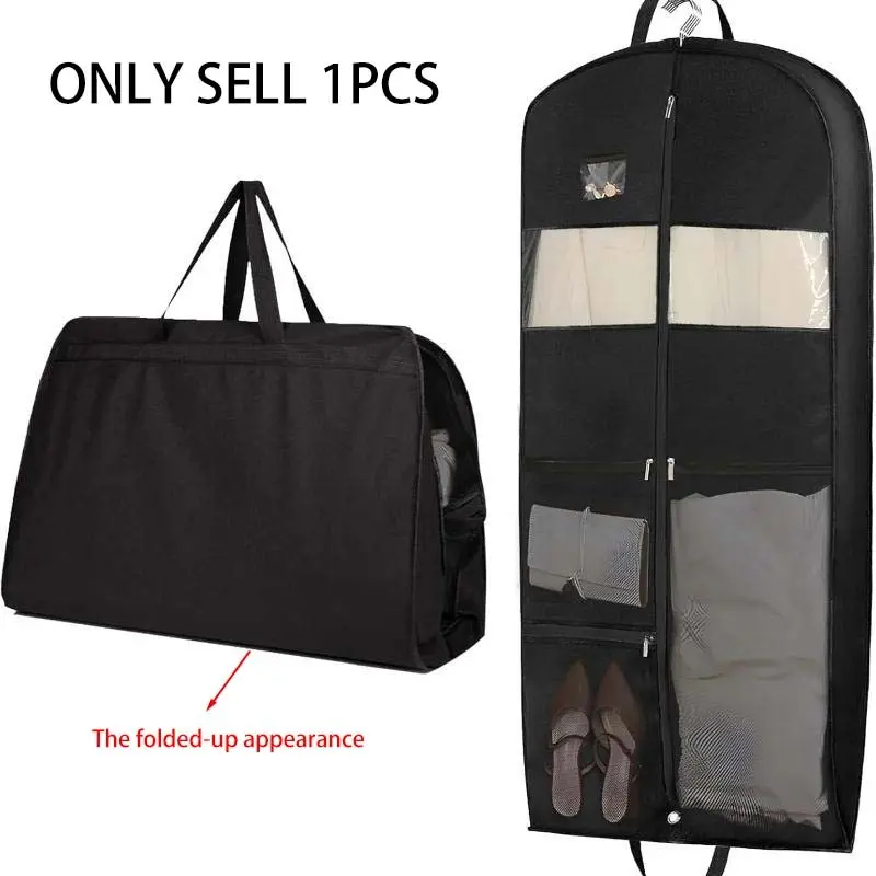 Clothes Covers Protector Bags, Suit Carrier with Handles, Foldable Hanging Suit Bags and Garment, Travel Garment Bag with Zipper Pocket, Suit Bag for Suits, Dresses, Coats, Dustproof Cover, Durable Cover, Dustproof Design