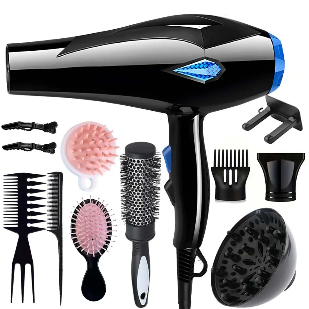 Morfone Professional Hair Dryer for Straight & Curly Hair, 160000 RPM Brushless Motor, 6B Negative Ions, Intelligent Temperature Control, Magnetic Attachments, Ultra-Lightweight, 12-Piece Set