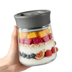 500ml/17oz Wide Mouth Food Jars & Canisters for Overnight oats,Coffee Grounds, Creamer, Candy, Flour Sugar,Airtight Coffee Bean Storage Container with Silicone Ring, Twist Seal Glass Storage Jars with lids