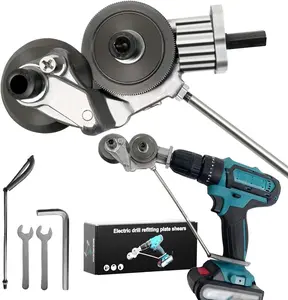 Newest Electric Drill Cutting Machine, Metal Punching Shear Drill Attachment with DIY Adapter, Metal Sheet Cutting Machine for Cutting Iron, Whiteboard, Steel, Copper, Aluminum Hardware Saw Blades