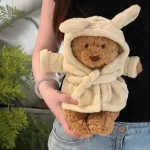 For 36cm Reference Bathrobe Bear British Plush Doll Barcelona Bear Clothes Valentine's Day Gift Cute Barcelona Bear Bathrobe