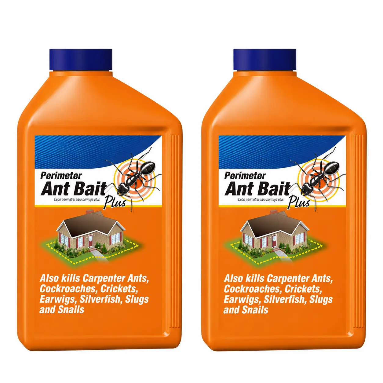 Perimeter Outdoor Ant Bait Granules, 4 lbs Total Weather-Resistant Outdoor Pest Control for Residential Users, Long-Lasting Colony Control for Ants, Roaches, Crickets, Earwigs, Slugs, Snails, Easy-To-Use Shaker Bottle Twin Pack, Flower Yard Protection