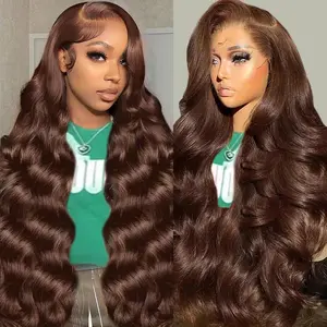30inch Chocolate Brown Lace Front Wig Human Hair 13x4 Hd Lace Frontal Wigs Human Hair 200 Density Body Wave Chocolate Brown Wig Human Hair pre Plucked Colored Wigs for Women