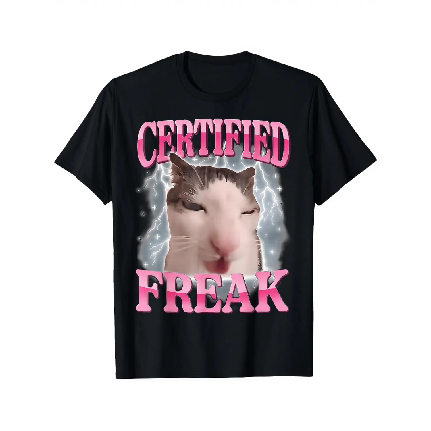 100% Cotton Certified Freak Eat Cement Cursed Cat Meme Funny Humor T-Shirt Unisex Clothing Streetwear
