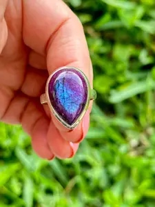 Size 10 , Purple, Labradorite, Sterling Silver, Labradorite Ring