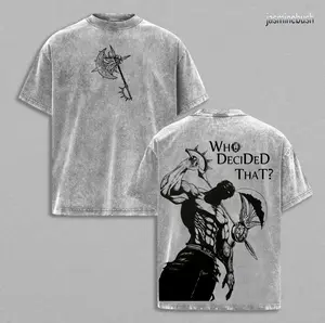 Seven Deadly Sins Escanor Oversized Tee - "Who Decided That" Pride Sin Retro Graphic Heavy Cotton Unisex Anime Streetwear Gift For Fans