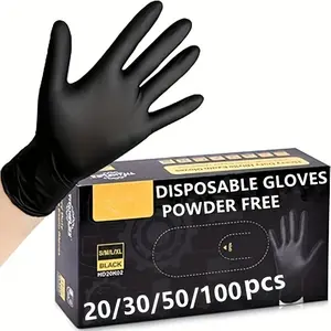 100/50/30/20 Disposable Black Synthetic Nitrile Gloves, 4 Mil, Disposable Latex-Free Gloves for Home Cleaning, Household Cleaning Gloves