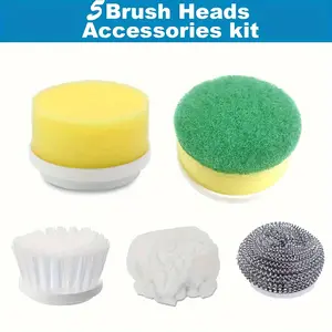 Electric Rotating Brush Replacement Heads Set, Strong Power Bristles for Bathtub Floor Wall Tile Bathroom Window Sink Cleaning