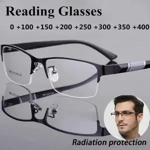 Men's Retro Reading Glasses Business Hyperopia Anti-Blue Light Glasses Available in +1.0 to +4.0 Strengths for Clear Vision and Comfort