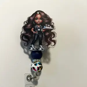 Cute, trendy retractable badge reel with colorful beads for nurses, cna, np, healthcare workers