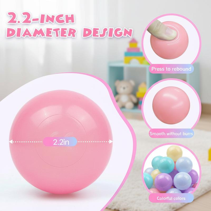 Rainbow Ball Pit Balls 100 Counts 2.2 Inches Diameter Non-Toxic BPA & Phthalate-Free Durable Storage Mesh Bag Safe for Toddlers Playroom Toys