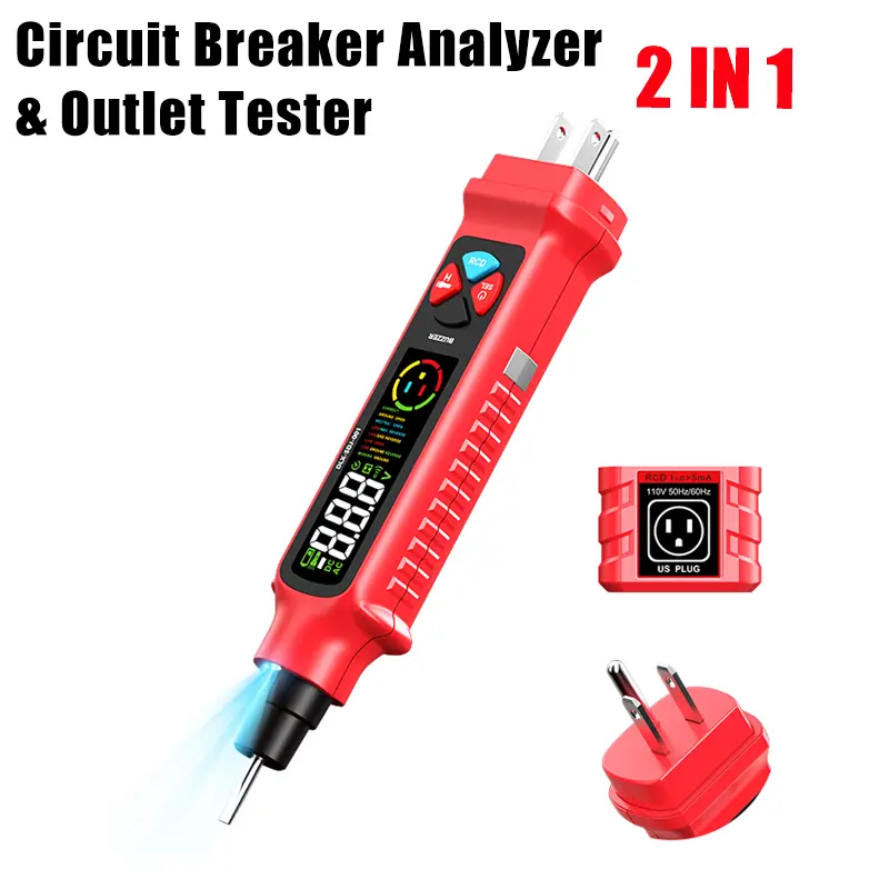 DELIXI 2 in 1 Circuit Tester & Voltage Tester, Outlet Tester, AC Voltage Detector 2-440V, Outlet Circuit Analyzer with LCD Display, NCV Function & Flashlight, Integrated Polarity & GFCI Tester, All in One Portable Detector Tool