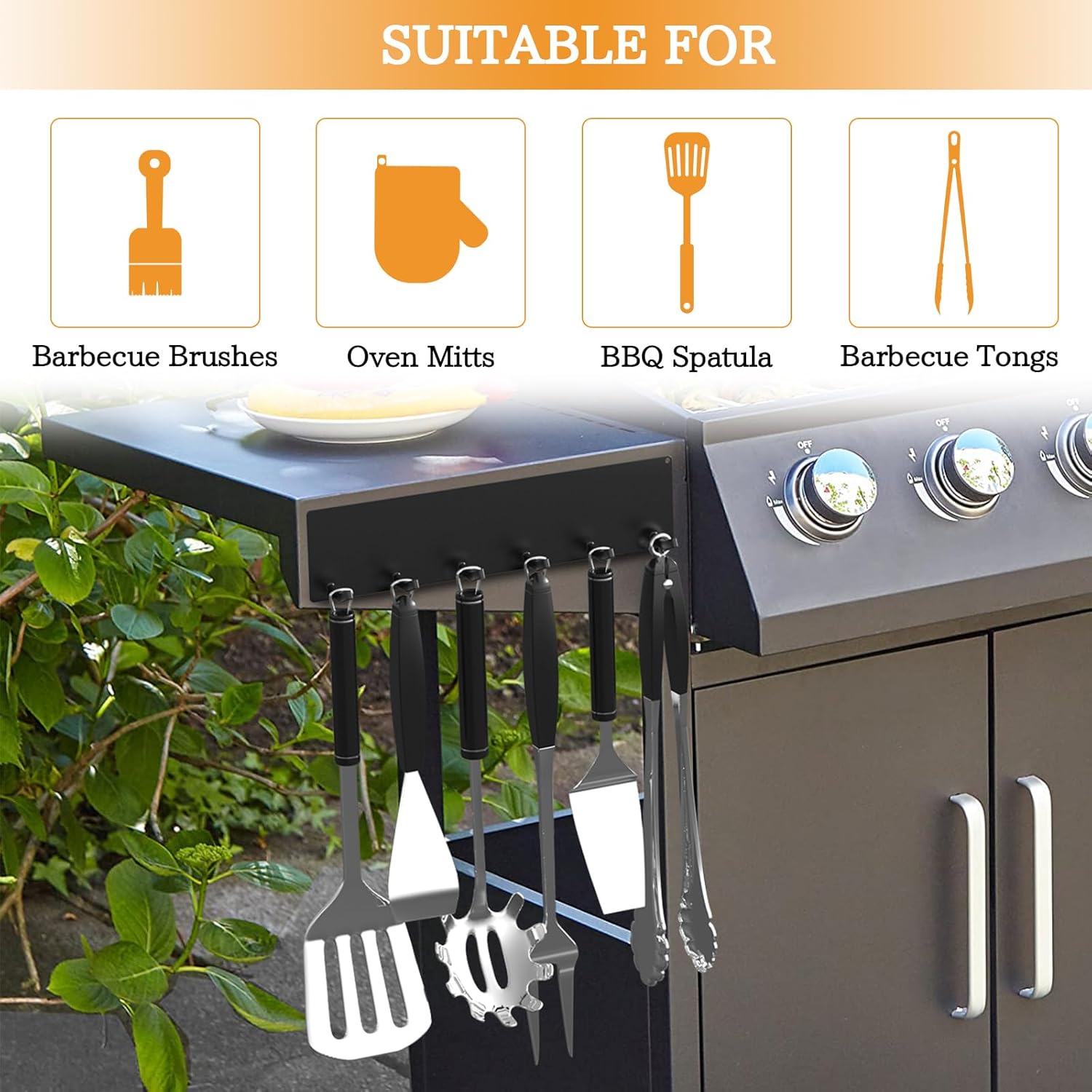 3 Pcs Magnetic Grill Hooks for Traeger Grills Rust Proof Outdoor Magnet Hooks for Pellet Smokers Hanging Barbecue Tools Kitchen Outdoor Use Easy Install Set of 3