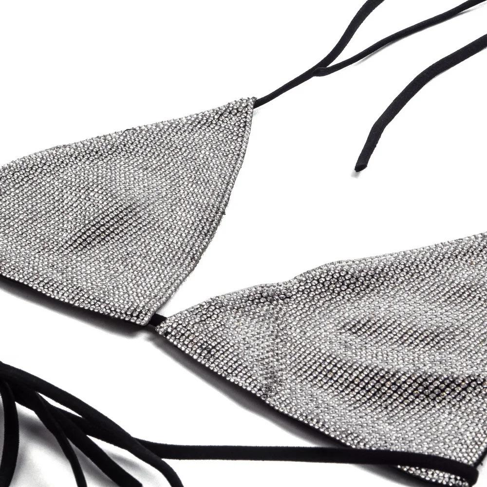 Halter Jewelled Sequins Diamond Bikini Women Swimsuit Female Swimwear Two Pieces Bikini Set Mini Micro Bathing Suit Swim Lady