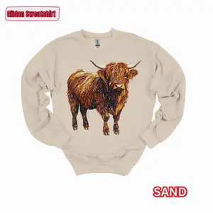Highland Cow Fake Rhinestone Gildan Sweatshirt