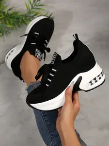 Women's Lightweight Mesh Sneakers, Low-Top Platform Casual Shoes, Fashion Lace-Up Sports Shoes for Active Lifestyle