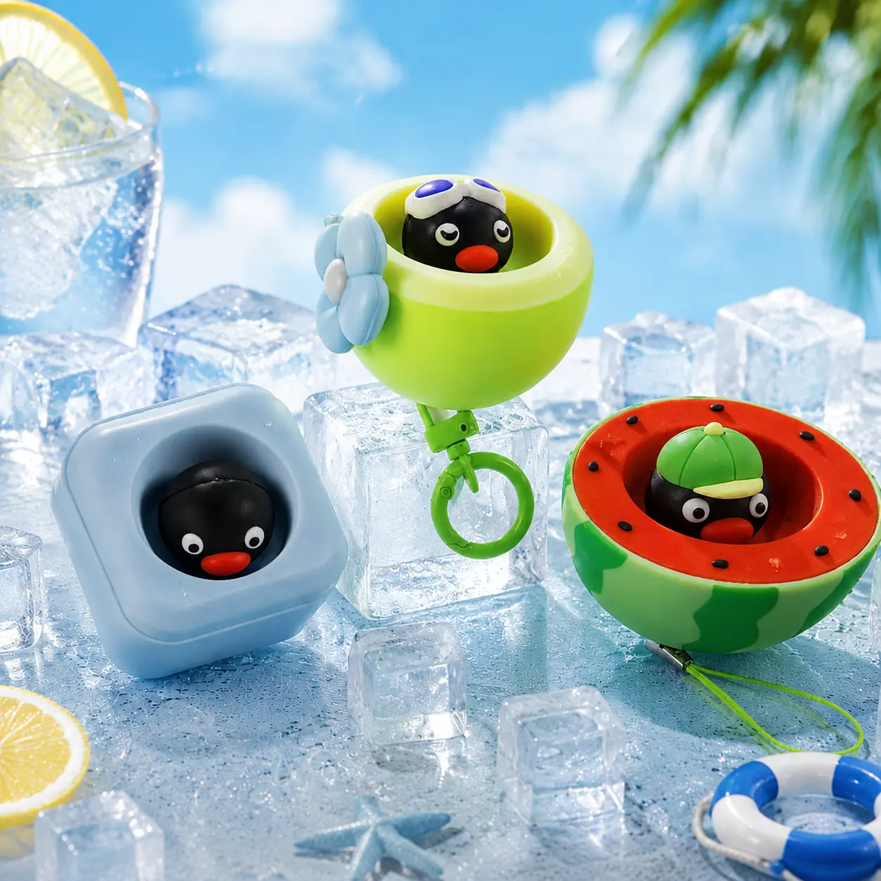 PINGU Cool Summer Squishy Charm Blind Box Stress Relief Squeeze Plush Pendant Portable Key Accessory Kawaii Ornament Perfect Birthday Gift For Pingu Fans，Back To School
