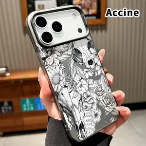Phone Case Compatible with iPhone 17 Pro Max 16 Plus 15 14 13 12 11 Air E Skull Floral Symphony IMD Hybrid Shock-resistant Durable Hard Cover Gift
