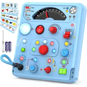 X-ITC09  Busy Board Montessori Toys for Toddler 1 2 3 4 Year Old with 13 LED Lights, Sensory Toys Educational Learning for Toddlers 1-3, Activity Travel Toy Gifts for 1+ Year Old Boys and Girls
