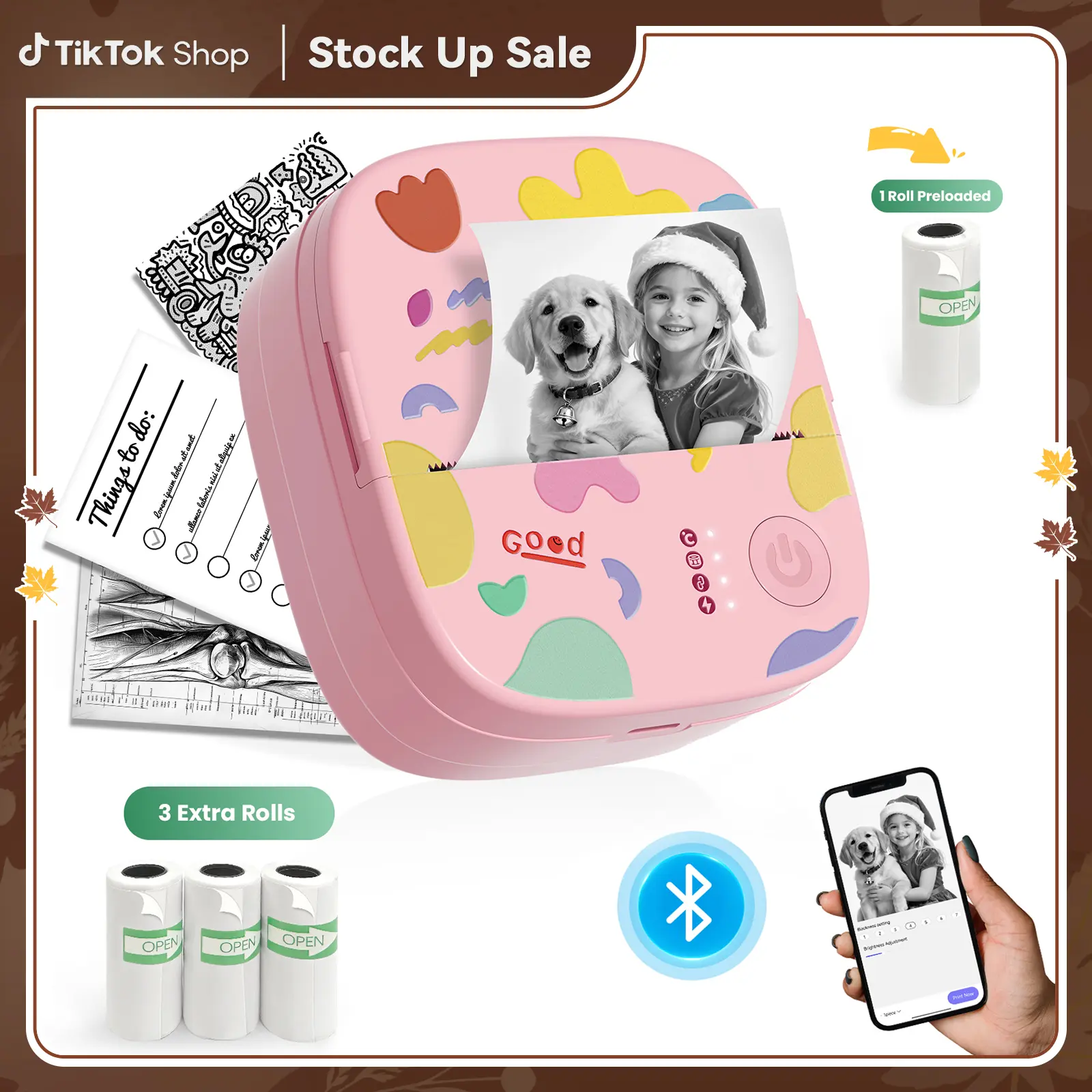 [Promoción] Mini impresora térmica M2 rosa sin tinta con Bluetooth, compacta y de alta resolución, incluye 3 rollos de etiquetas, ideal para fotos, etiquetas y regalos de cumpleaños para niños #tiktokshopstockup