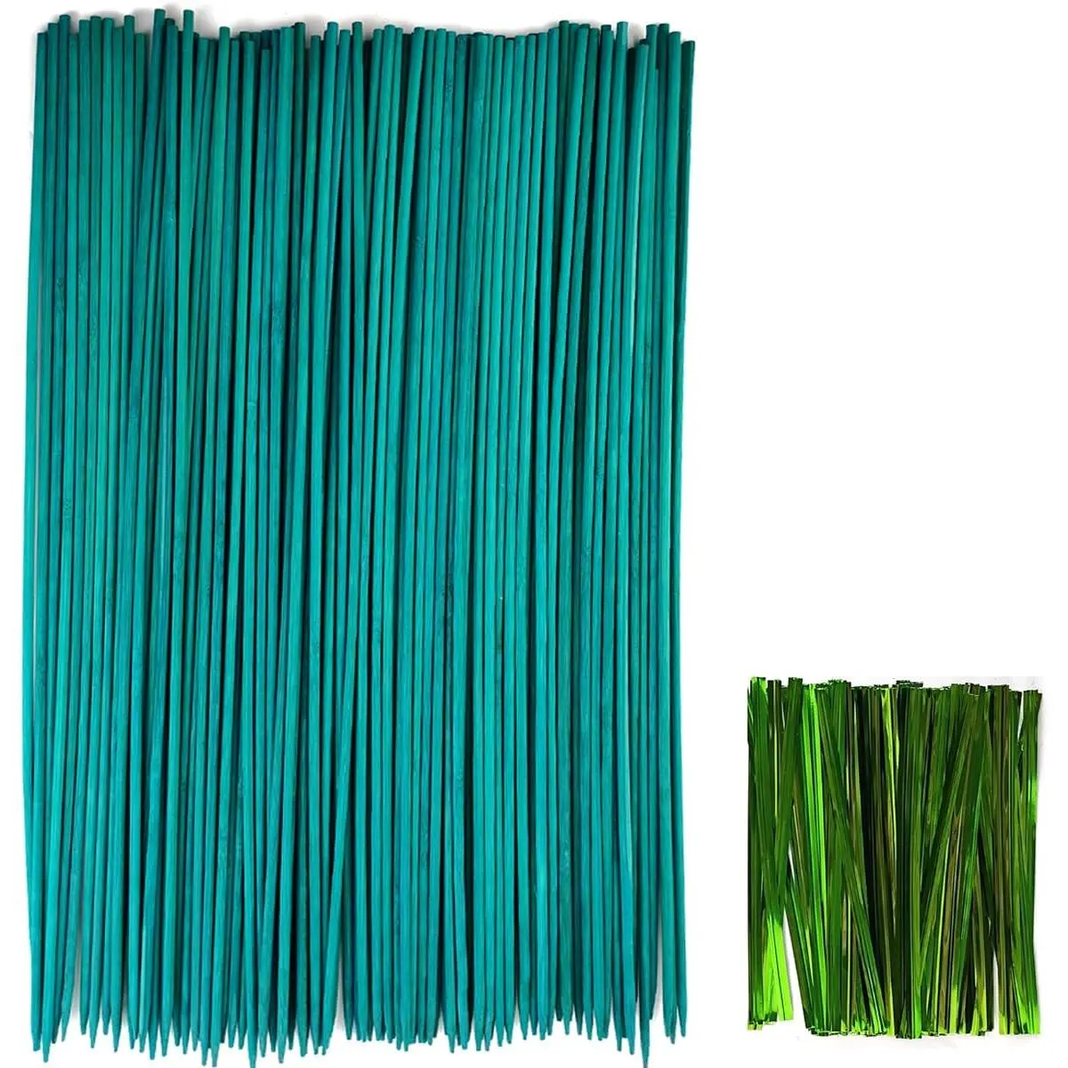100 count 18"  Sticks Support with 100 count Green Garden Ties, Green  Sticks, Garden   Stakes, Floral/Orchid/Tomato Wooden Stakes  Support Stakes Wooden
