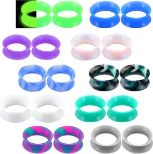 20PCS Soft Silicone Ear Gauges Flesh Tunnels Plugs Stretchers Expander Double Flared Flesh Tunnels Ear Piercing Jewelry
