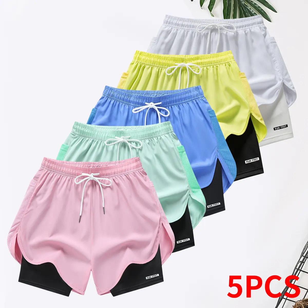 Set of 5 women’ssummervibes quick-dry yoga shorts with pockets — loose fit, non-see-through; suitable for fitness and casual wear; dual-use sports shorts; side-pocket shorts; women’s gym shorts; running shorts; workout shorts; cycling shorts