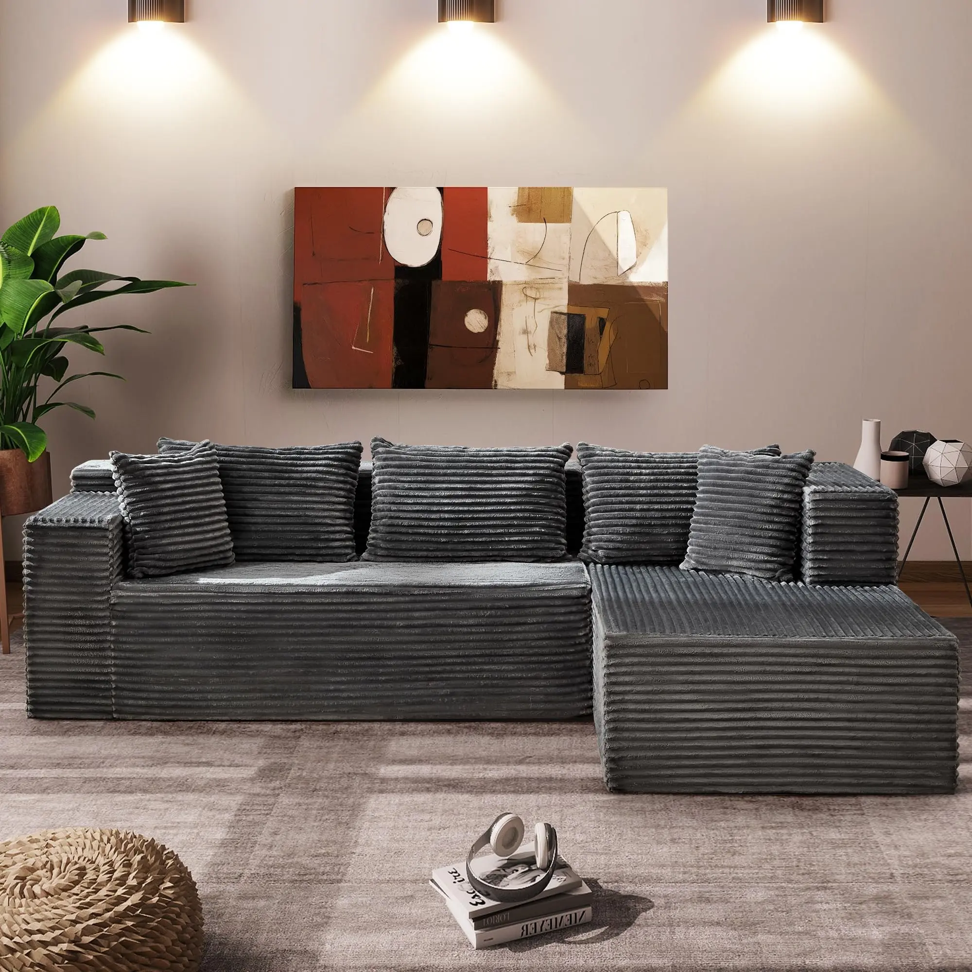 Garvee Modular Sectional Sofa Cloud Sectional Couch, 106" Comfy L Shaped Couches for Living Room,Oversized Sofa Sleeper with Deep Seat, No Assembly Required