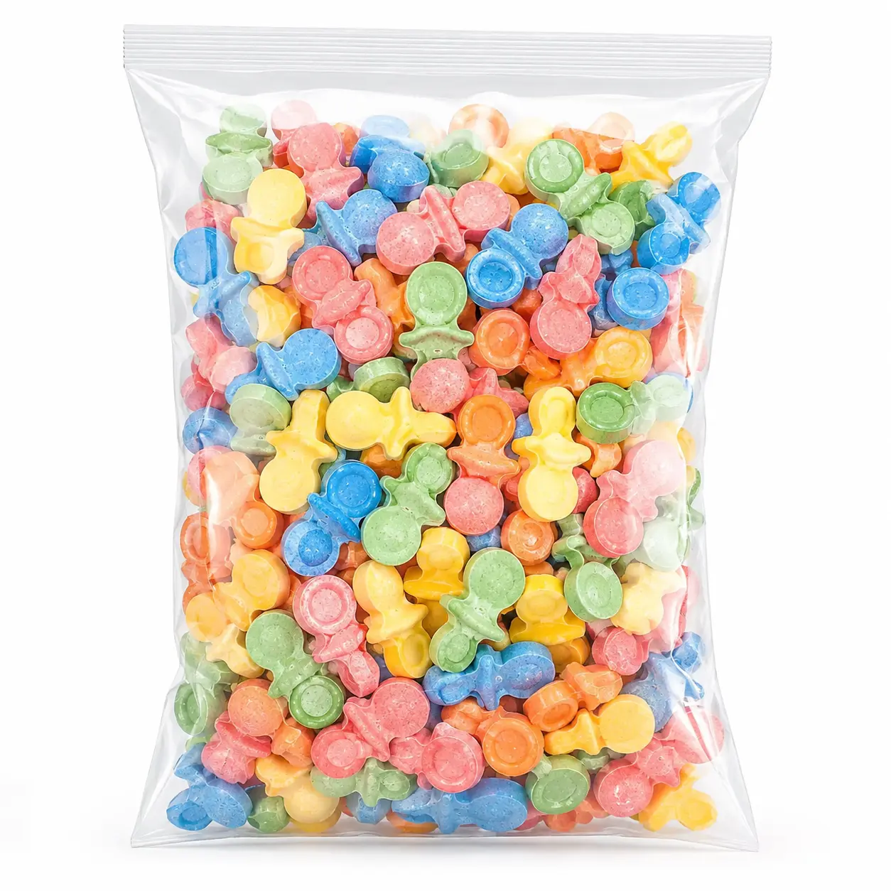 Pacifier Shaped Pressed Candy 1 LB – Colorful Uncoated Fruit Flavored Candy, Sweet & Tangy Party Treats