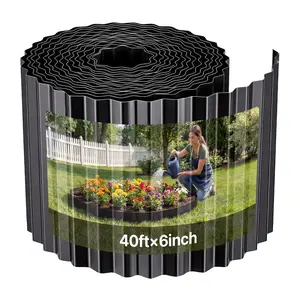 VEVOR Galvanized Steel Landscape Edging, 40 ftx 6 in Metal Edging for Landscaping with Gloves, Easy-to-Install Bendable Metal Strips, Heavy Duty Metal Garden Edge Border for Flower Bed, Yard Pathway