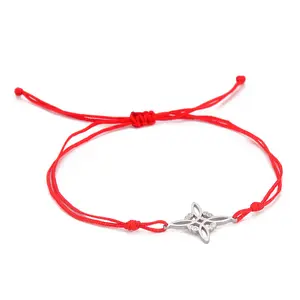 Stainless Steel Witch Knot Pendant Bracelet for Woman Men Cord Rope Bracelets Jewelry