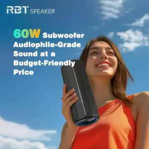 H30 60W 4-Driver Bluetooth Speaker with TWS Stereo Pairing, Beat-Synced RGB Lights, IP6X Water Resistance and 5000mAh Battery (8H Playtime)