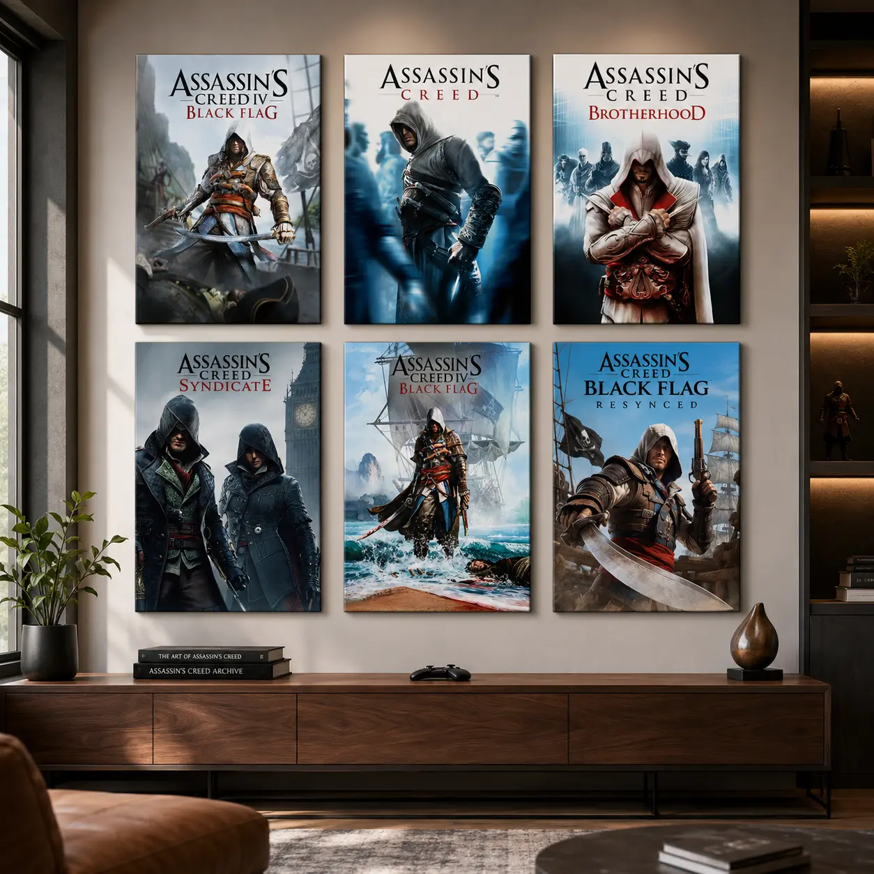 Assassin’s Creed 9 Designs Canvas Wall Art, Classic Action Video Game Posters, Gaming Room Decor for Bedroom, Living Room, Dorm, Office, Game Room and Home Theater