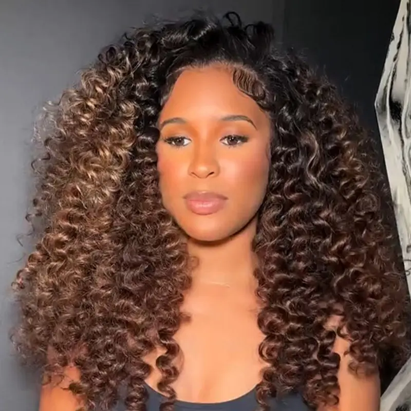 [Super Deal] Wiggins Hair Wand Curl 200% Density Ombre Brown Wig with Highlight Pre-Cut 7x5 Lace Front Side Part Style Glueless Ready to Wear Wig #DealsForYouDays