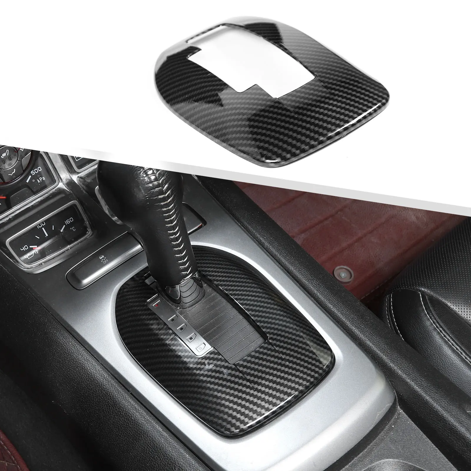 ABS Gear Shift Panel Cover Trim for Chevrolet Camaro 2010-2015, Self-Adhesive Interior Decal Sticker, DIY Stick & Peel Cars Accessory for Scratch Protection, Car Decorating, Adds a Sleek Sporty Front Panel Look