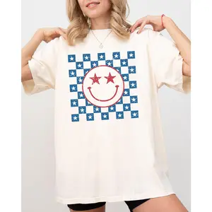 USA Smiley, Patriotic, America, Retro, Vintage, Independence Day, Fourth Of July, 4th of July Tshirt, Women's, Comfort Colors Tee, Patriotic, Independence Day, Fourth of July, 4th of July, America, USA