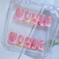 Yellow And Pink 3D Flower And Pink French Tip