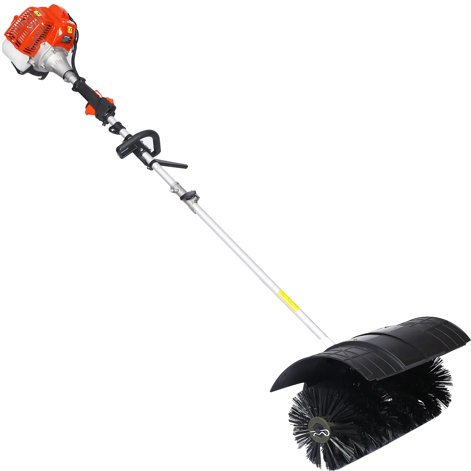 YHWYHW Portable Heavy Duty 52CC Gasoline-Powered Snow Sweeper - 21x10 in Nylon Bristles Broom Brush, 79.5 in Length, 1700W High Torque Power, Adjustable Grip, Detachable Parts, EPA Certified Driveway Cleaning Tool for Snow, Debris, 21X10 Inches