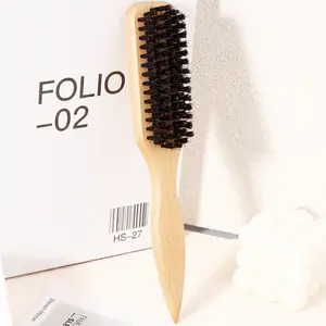 1pcs Bristle Hair Brush, Mustache Brush for Natural Hairstyle Styling, Wooden Handle Polishing and Smoothing Brush, Suitable for All Hair Types