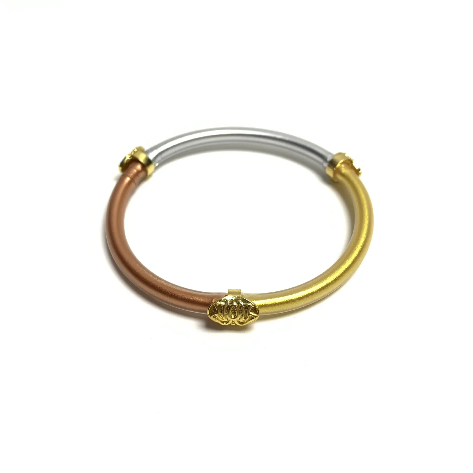 Dopamine Color Silicone Bracelet for Women, 6mm Simple Mixed Color Circle Wristband with Electroplated Alloy Charms, Fashion Commute Daily Jewelry