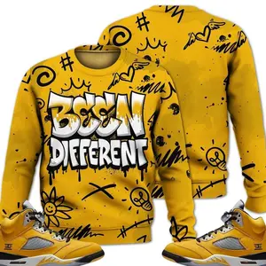 5 T23 Tokyo Sweatshirt, Varsity Maize Wolf Grey 5s Outfits Shirt, Trust No One Been Different Outfits Streetwear Unisex Sneaker Match Tees Fabric Fleece