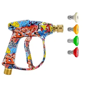 2026 New Graffiti High Pressure Water Sprayer Gun with 1/4" Quick Nozzle Set, Fits 22mm Internal Thread & 14mm Plug Core - Car Wash Cleaning Tool for Home Pressure Washer, Car Wash Accessory
