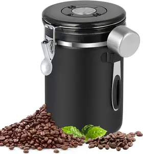 Airtight Coffee Canister, 22OZ Large Stainless Steel Coffee Bean Storage Container Food Storage Containers with Date Tracker and Scoop, Coffee Jar for Coffee Grounds and Beans