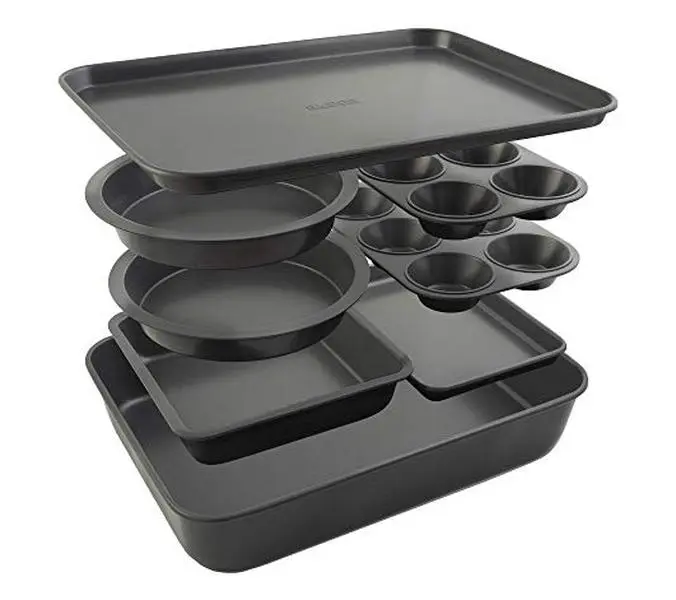 Elbee Home 8-Piece Nonstick Space Saving Baking Pan Set Elbee Home 8-Piece Nonstick Space Saving Baking Pan Set