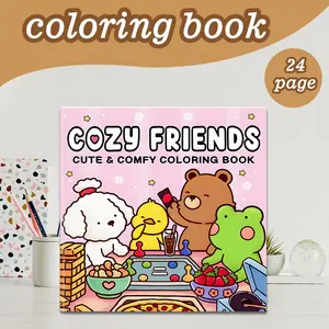 Hand-Drawn Coloring Book Comfort Friends Theme Engaging Themes Thick Paper 24 Pages, Art Materials for Adults and Teens, Ideal Gift, Fun Drawing Activity