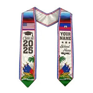 Personalized Haitians American Flag Graduation Sash 2025, Haiti Graduation Stole Custom Name and School Name, Haitians Graduation Sash 2025 Gifts