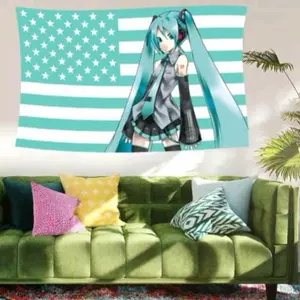 Anime Hatsune Miku Flag, Fun Flag Tapestry, Suitable for College Dorm Indoor and Outdoor Party Wall Decoration, Durable Room Decoration, 3x5 feet