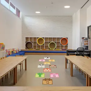 Cartoon Animal Wall Stickers, 3 Sizes 10x10cm/20x20cm/30x30cm, Self-Adhesive Floor Decals for Classroom Bedroom Living Room Decor