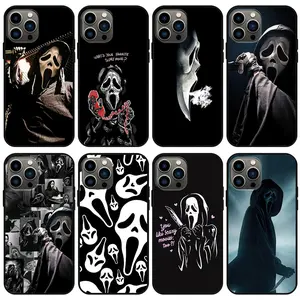 Multi Ghost Face Soft Halloween Phone Cases for Apple iPhones, iphone 16 pro case,iphone 15 pro max case, iPhone 16 Plus 15 14 13 12 11 17 Cases Smartphone Shockproof Cover