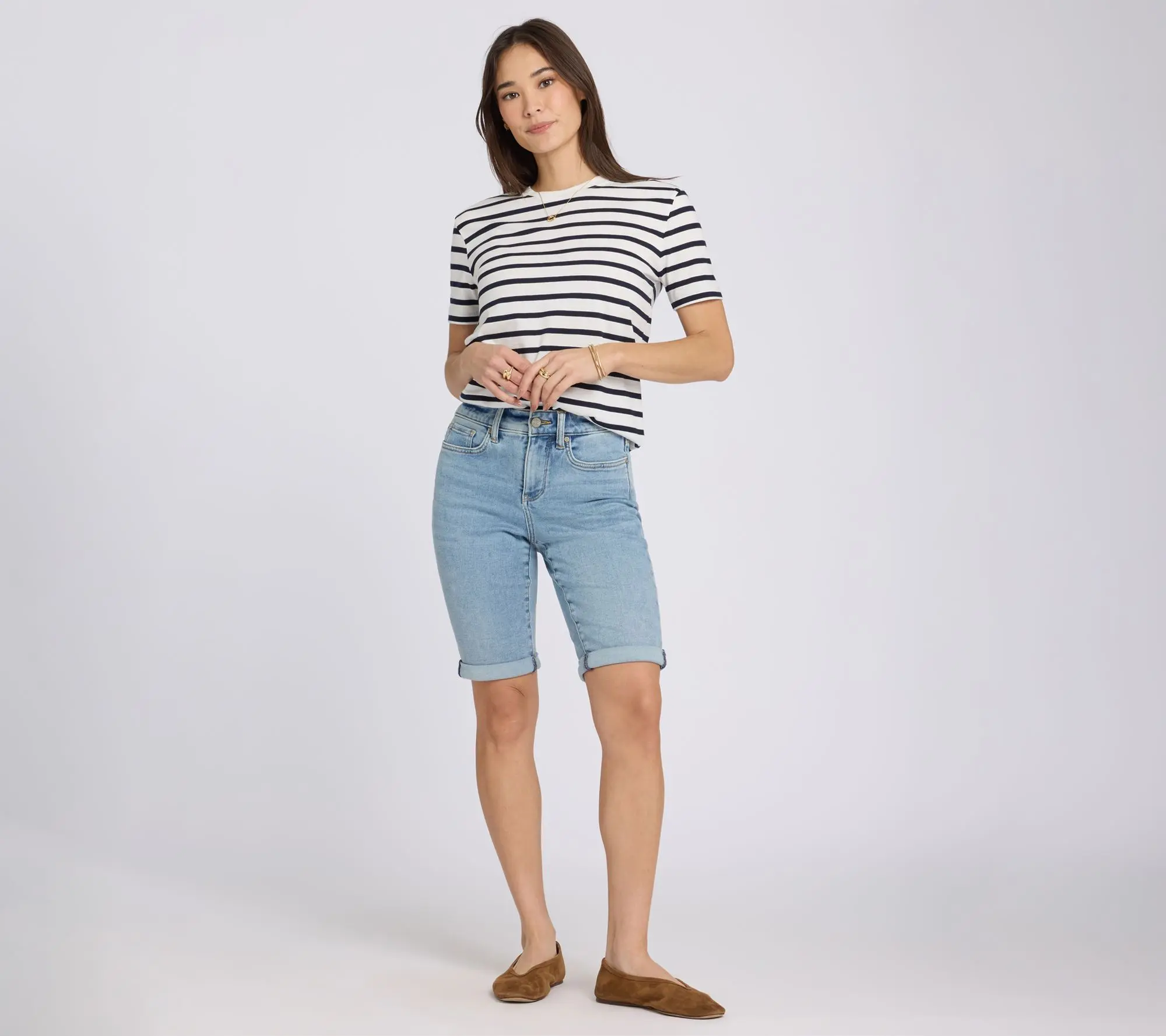 NYDJ Briella 11 Inch Denim Roll Cuff Shorts